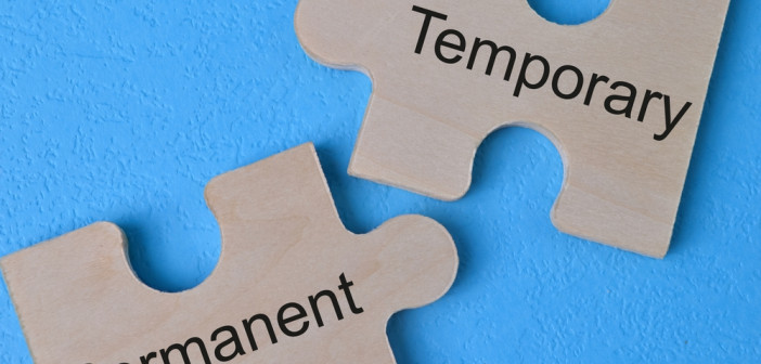 Wooden,Jigsaw,Puzzle,With,Text,Temporary,And,Permanent