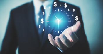 Businessman,Holding,Sign,Clock.,Concept,Business,Time,Is,Money