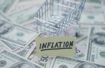 Shopping,Cart,With,Inflation,Poster,On,A,Blurred,Background,Made