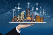 Smart,City,,Building,Technology,,And,Real,Estate,Business.,Businessman,Holding