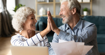 Where will my retirement income come from? Excited,Older,Couple,Giving,High,Five,,Mature,Family,Celebrating,Success,