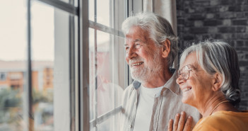 Happy,Bonding,Loving,Middle,Aged,Senior,Retired,Couple,Standing,Near