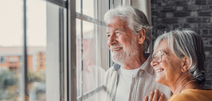 Happy,Bonding,Loving,Middle,Aged,Senior,Retired,Couple,Standing,Near