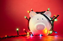 Piggy,Bank,Wrapped,In,Christmas,String,Lights
