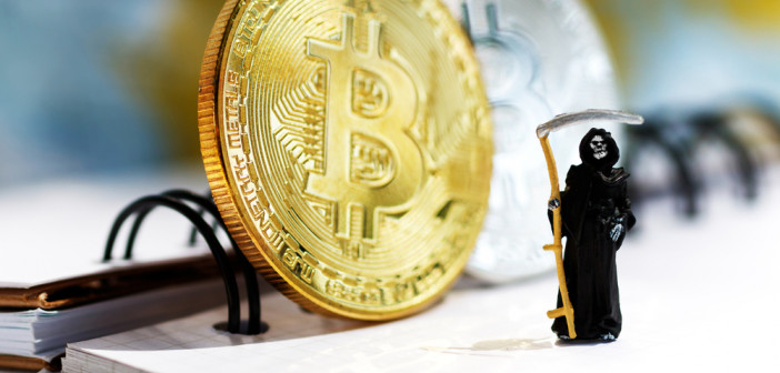 Miniature:,Demon,Of,Death,Standing,With,Bitcoin.,Financial,And,Business