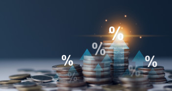 Interest,Rate,And,Dividend,Concept.,Businessman,With,Percentage,Symbol,And