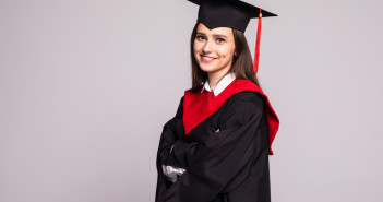 Educational,Theme:,Graduating,Student,Girl,In,An,Academic,Gown.,Isolated