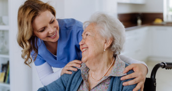 Portrait,Of,Nurse,And,Her,Senior,Client,On,Wheelchair.