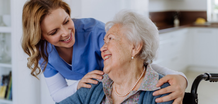 Portrait,Of,Nurse,And,Her,Senior,Client,On,Wheelchair.