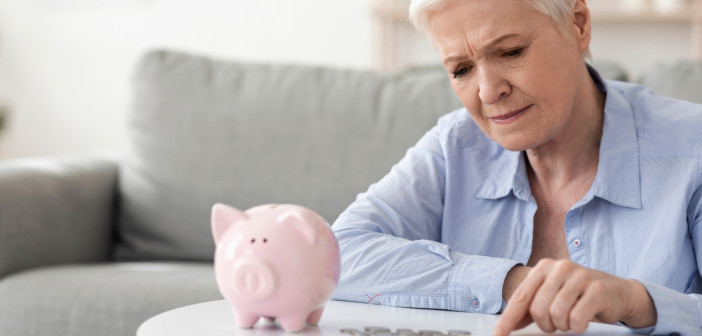 No,Retirement,Savings.,Upset,Elderly,Woman,Counting,Last,Coins,From