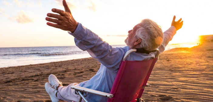 One,Mature,And,Old,Man,Enjoying,The,Summer,Vacations,Alone