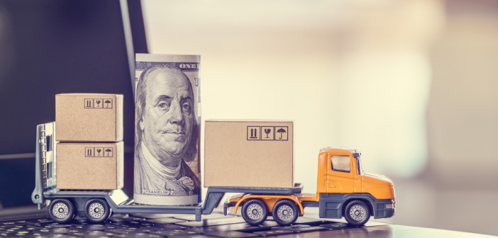 Us,Usd,100,Dollar,Bills,,Boxes,,A,Trailer,Truck,On