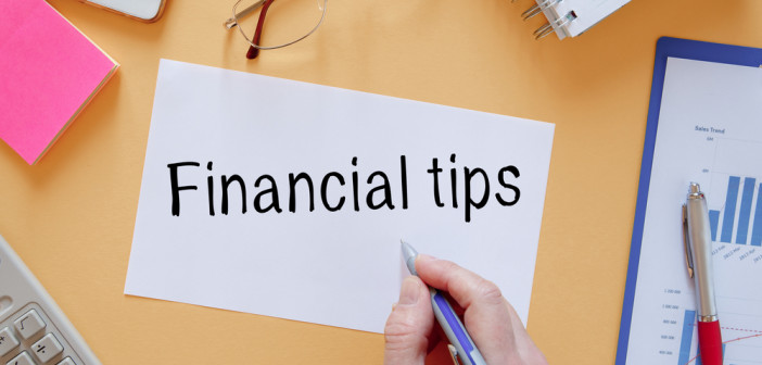 Office,Desk,With,Electronic,Devices,And,Documents.,Financial,Tips,Inscription